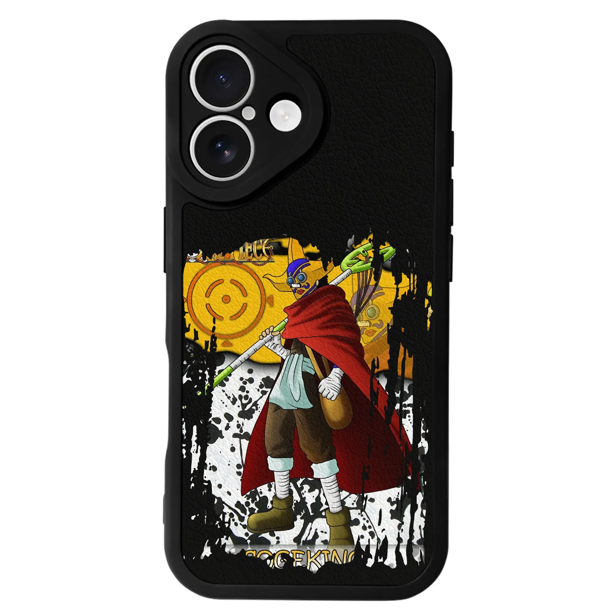 ワンピース グッズ ウソップ - IPhone 16シリーズ対応 ・ シリコンスマホケース ・ レザー調 ・ 高精度フィット ・ 耐衝撃 ・ ワイヤレス充電対応 ・ 精密カット